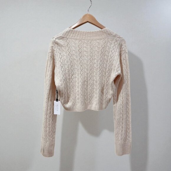 NWT ASTR the Label Knot Front Cropped Sweater Cream - Picture 6 of 9